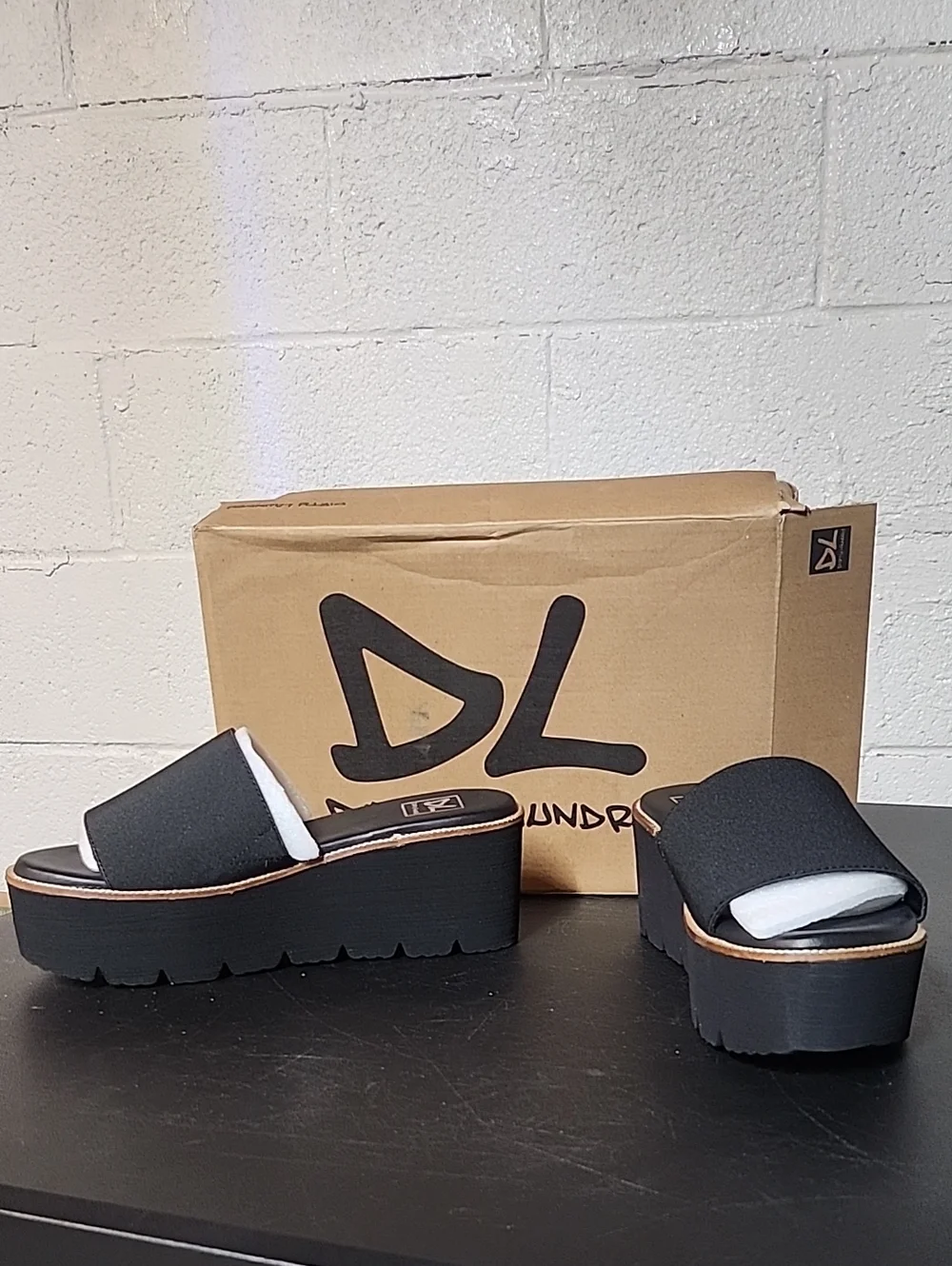 Dirty Laundry Black Platform Slide Sandals